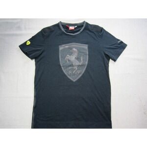 Puma Scuderia Ferrari Tonal Shield T-Shirt Black Big Logo Racing Tee Mens Medium